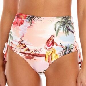 Agua Bendita Pink Tropical High-Waist Bikini Bottoms